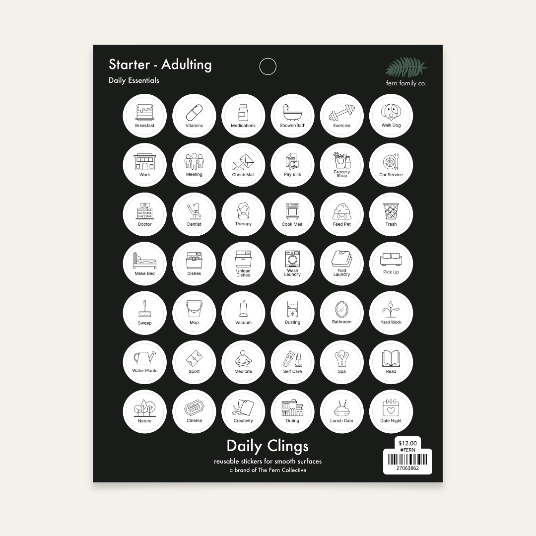 Daily Essentials Starter, Adulting cling sheet