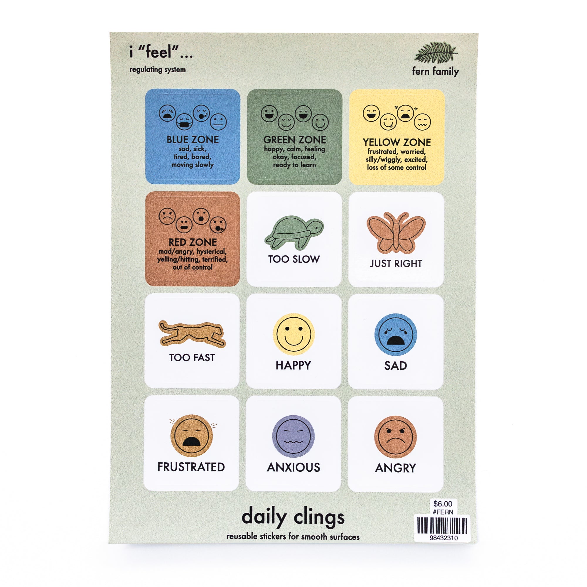 Feelings & Emotions | Zones | Emotion Regulation Clings