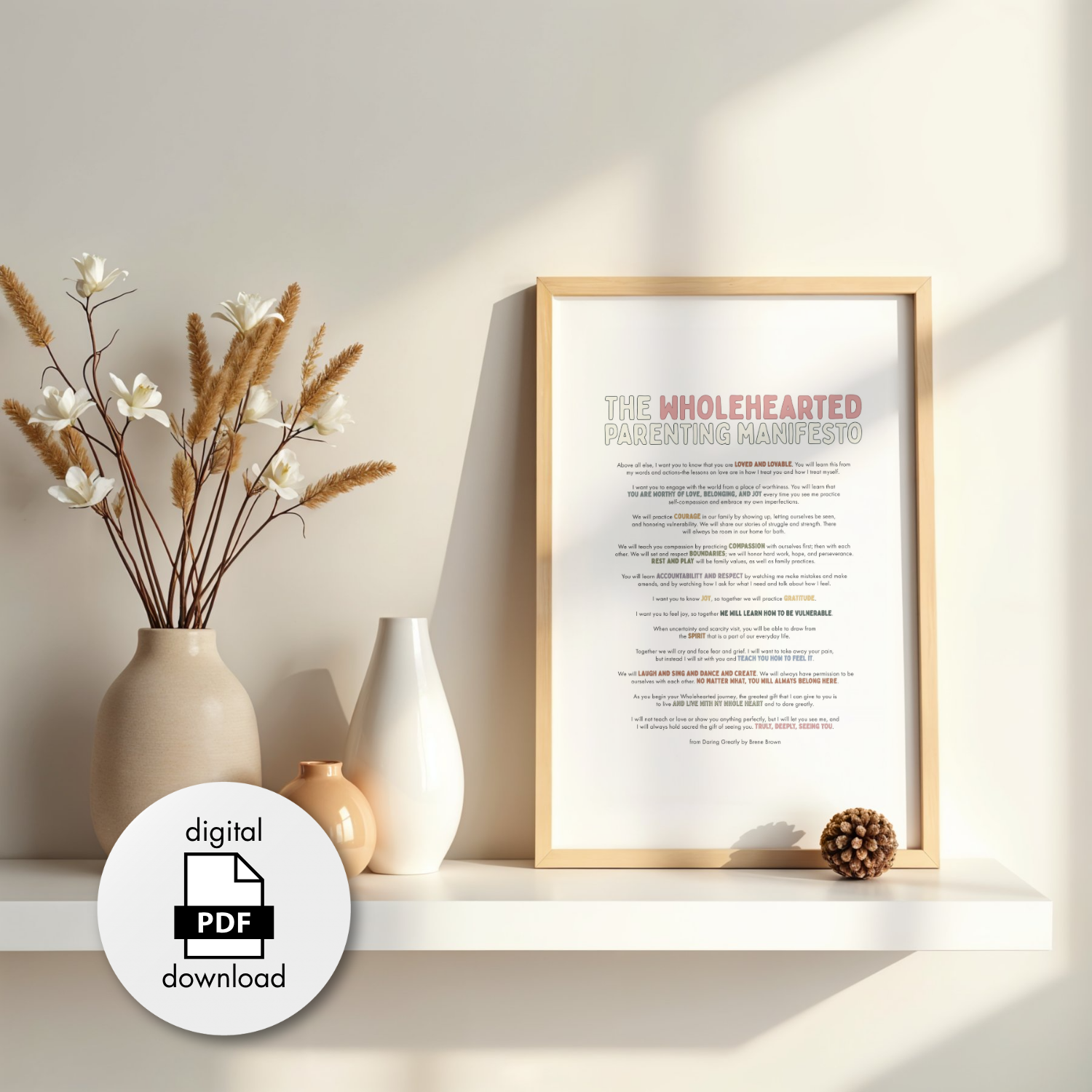 Wholehearted Parenting Manifesto | Digital File