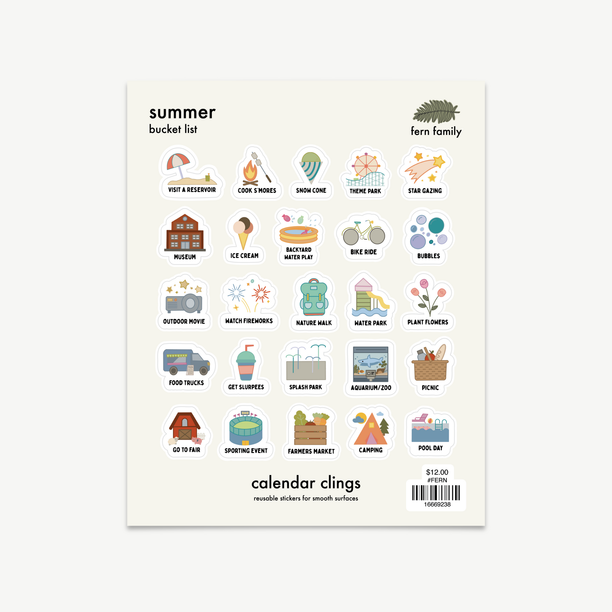 Summer Bucket List | Calendar Clings