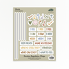 Words cling sheet with sentence starters, prompts, arrows, and divider lines
